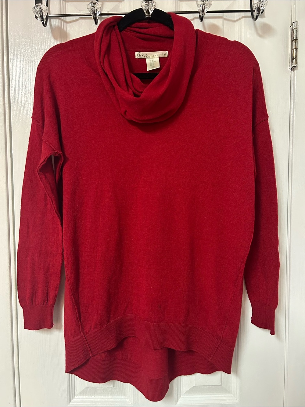 Red Cowl Neck Women's Sweater -